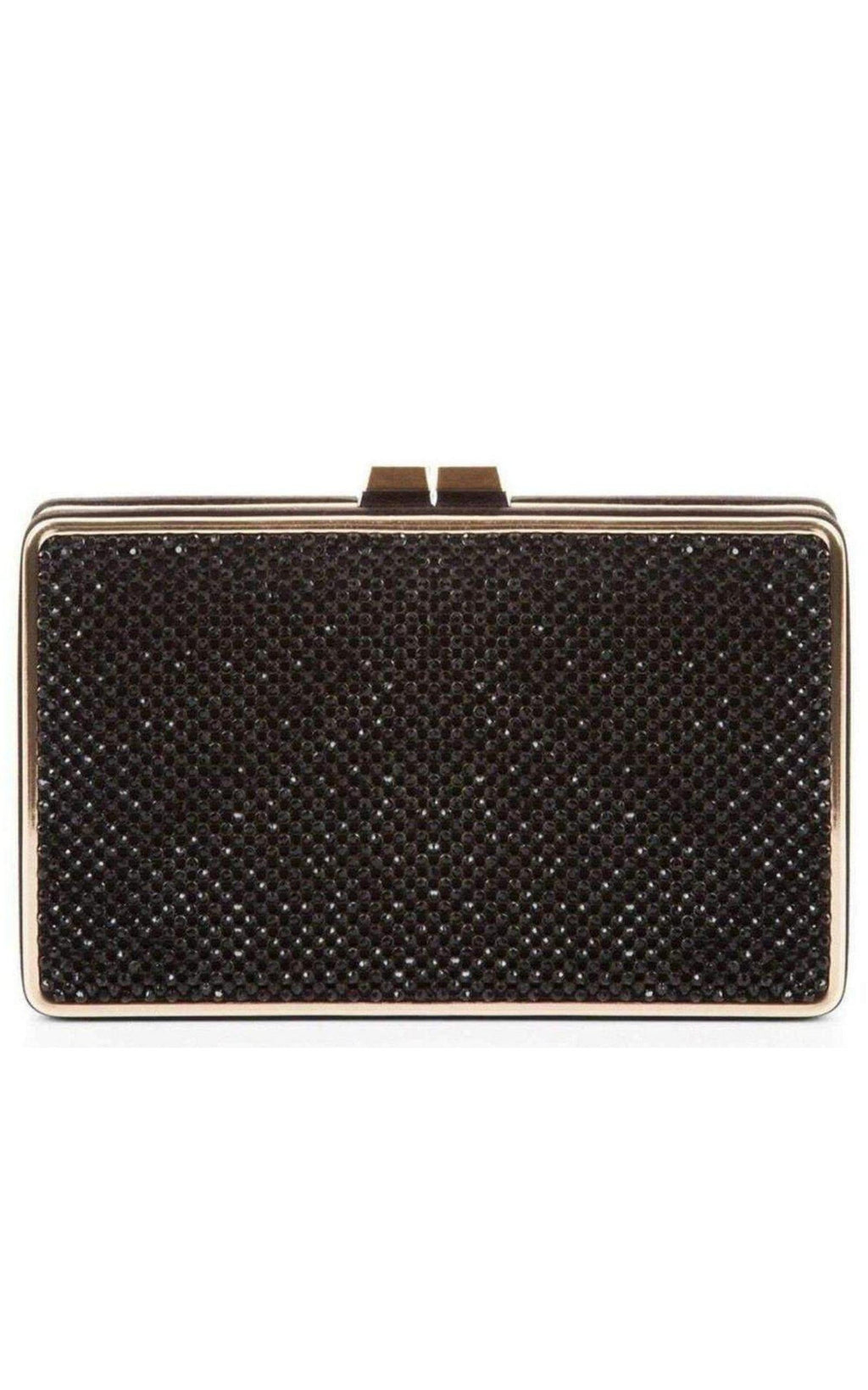 Sonia Black Crystal Mesh Satin Frame Clutch
