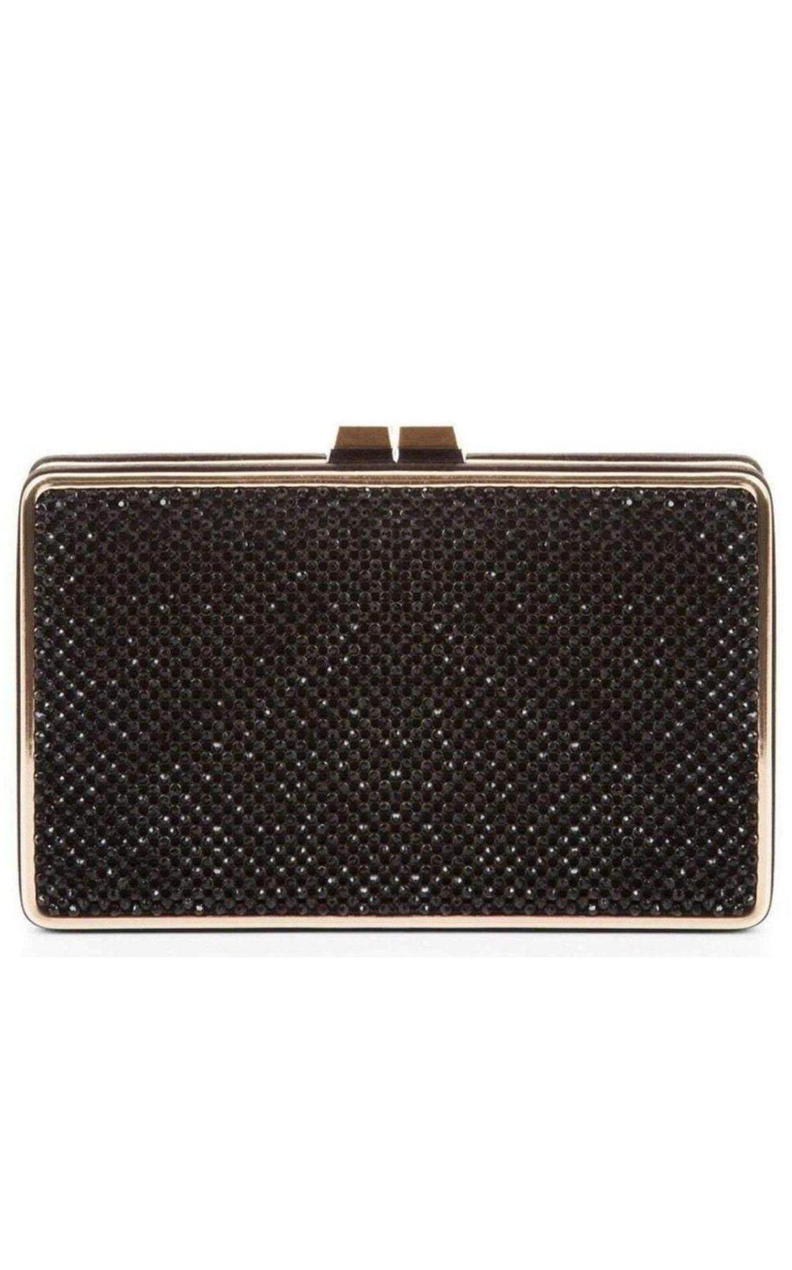 Sonia Black Crystal Mesh Satin Frame Clutch