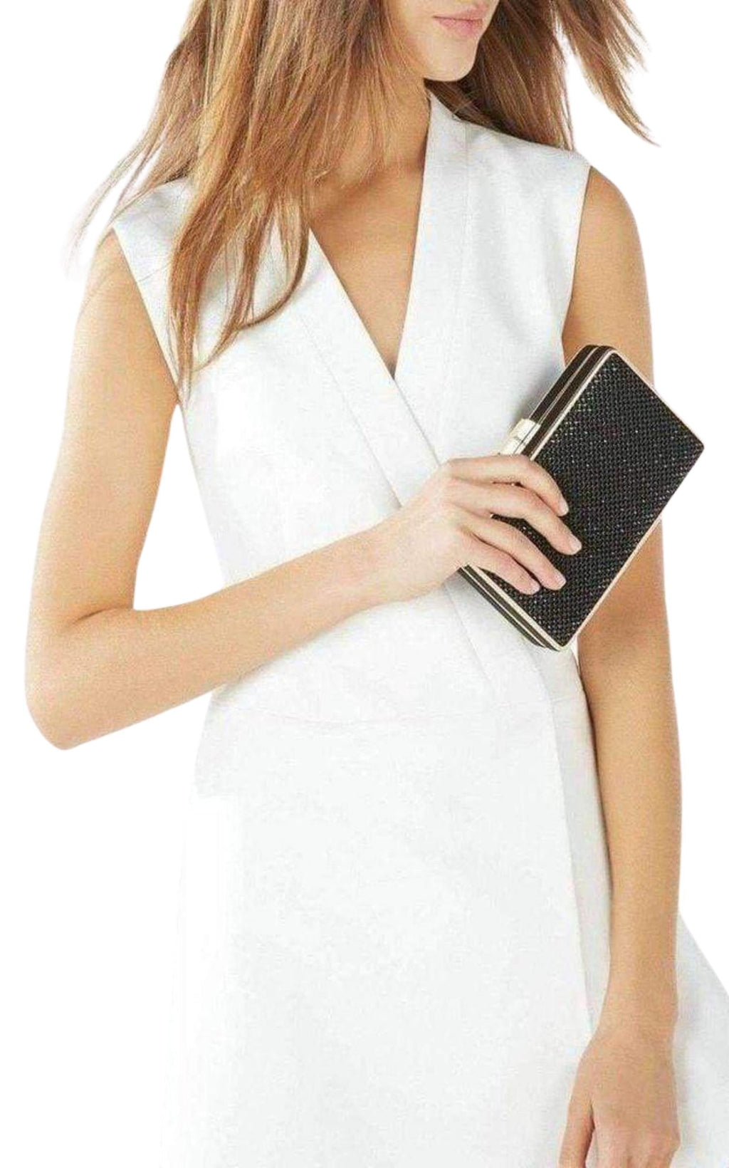 Sonia Black Crystal Mesh Satin Frame Clutch