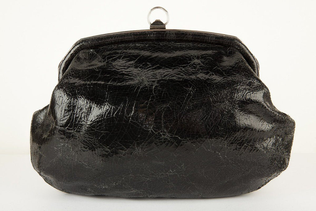 Sonia Rykiel Black Crinkle Patent Leather Shoulder Bag