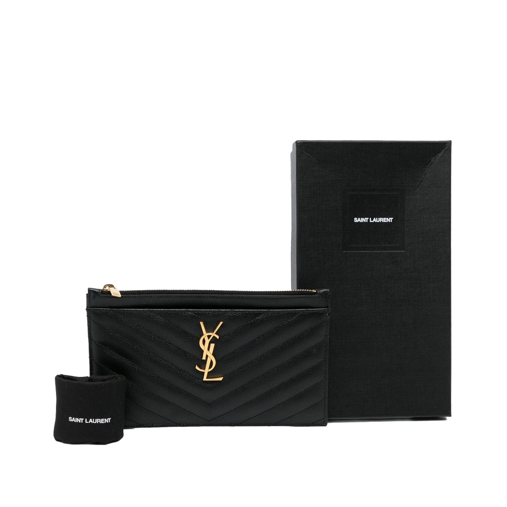 Yves Saint Laurent Clutch Black Quilted Leather