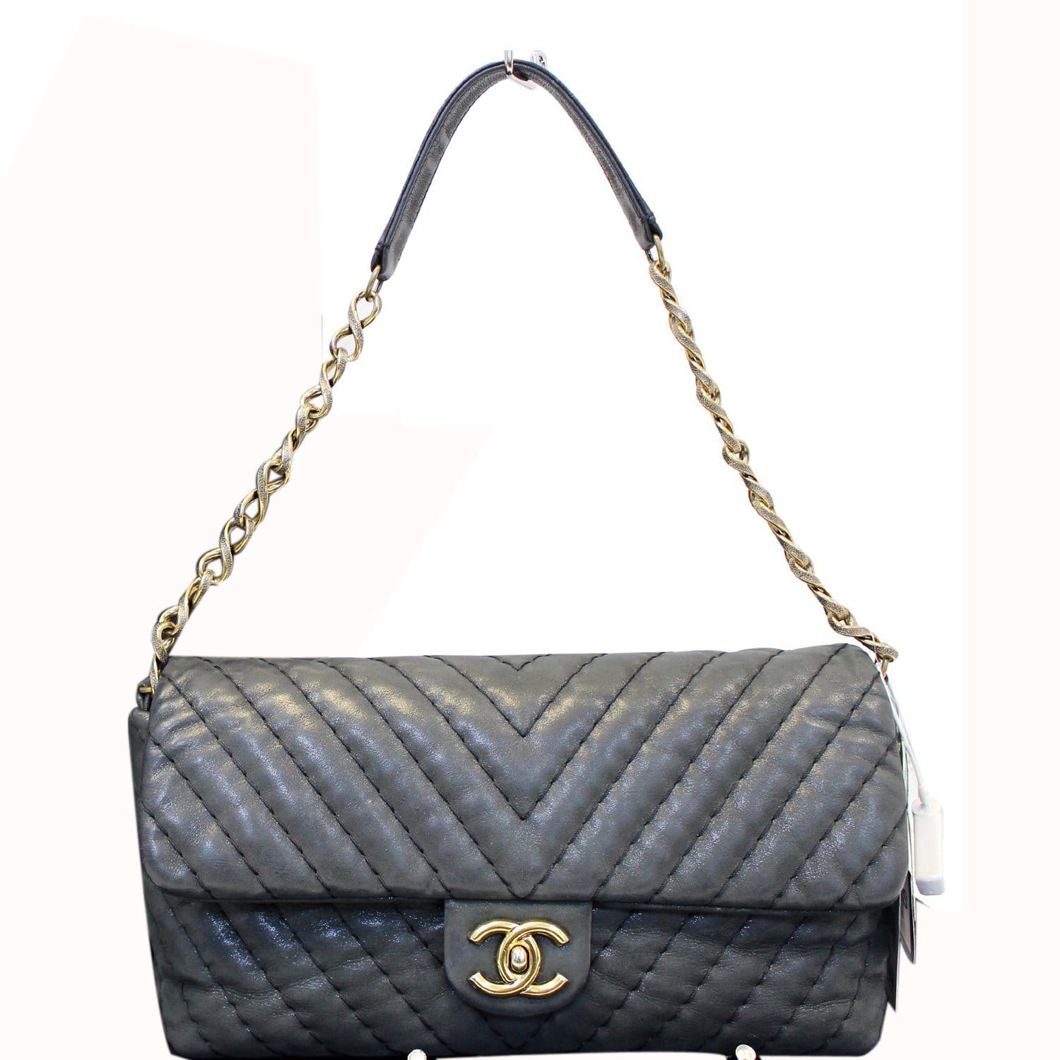 Chanel Iridescent Calfskin Surpique Chevron Large Classic Flap Bag - Sale