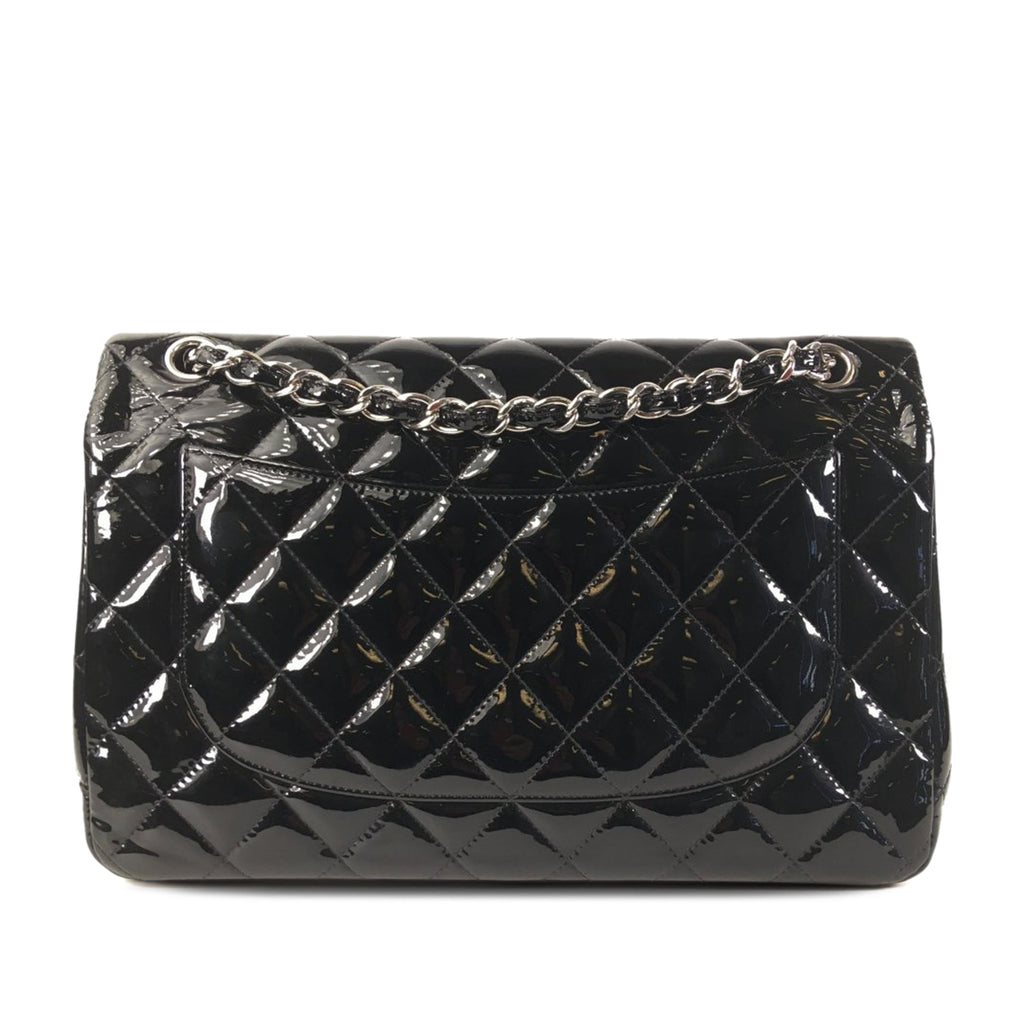 Chanel Classic Double Flap Jumbo Black Patent Leather SiLouis Vuittoner