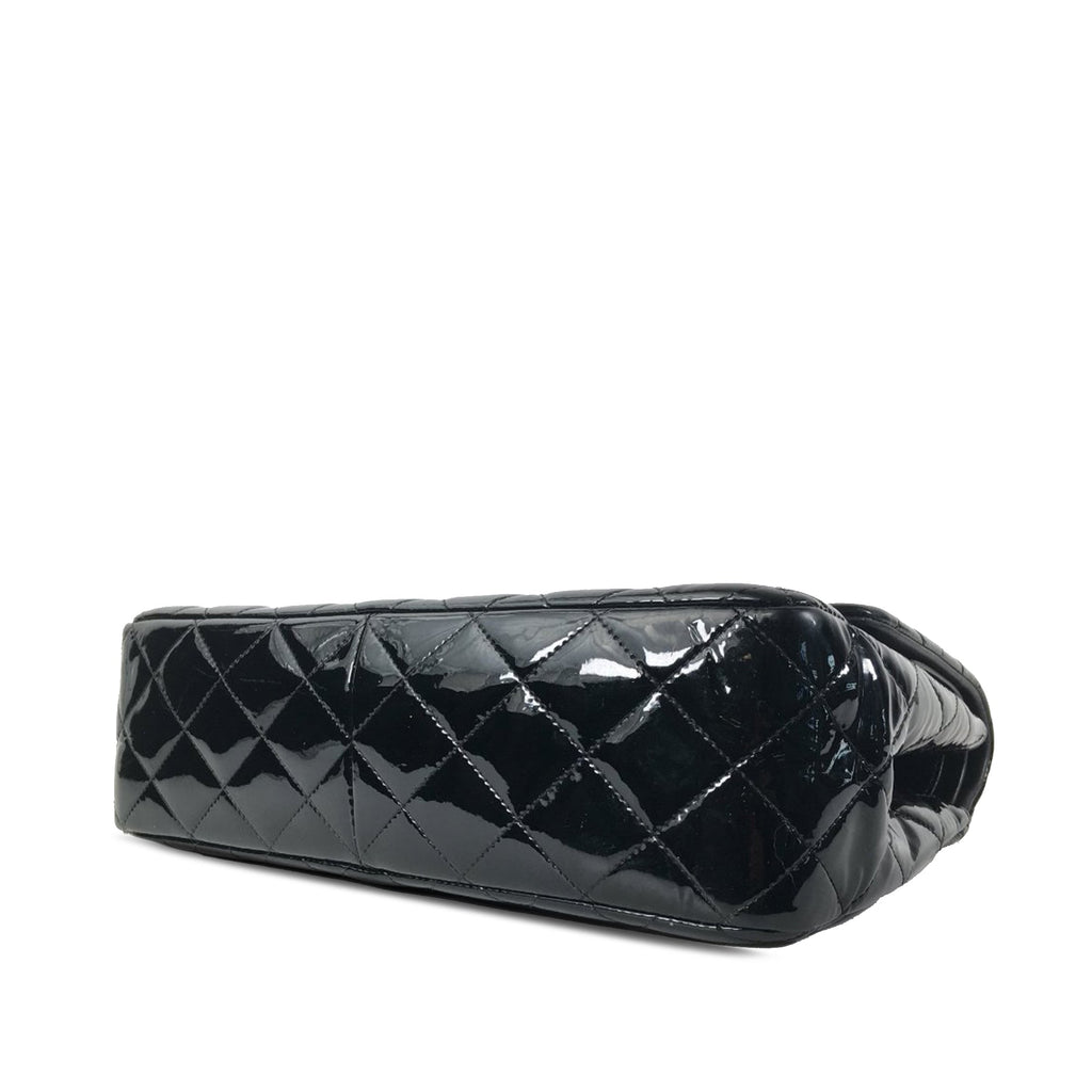 Chanel Classic Double Flap Jumbo Black Patent Leather SiLouis Vuittoner