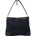 GUCCI Gucci Signature Monogram Black Leather Shoulder Bag