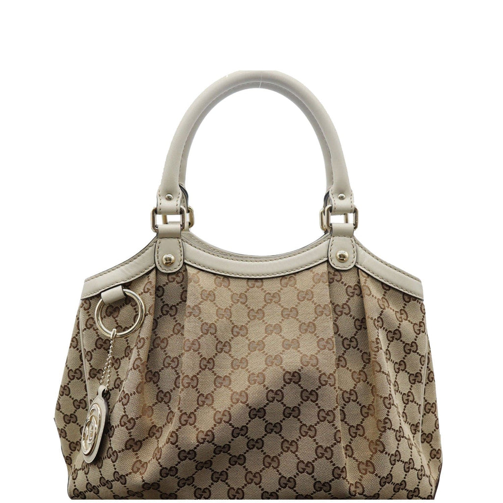GUCCI Sukey Medium Gucci Canvas Tote Bag Beige 211944
