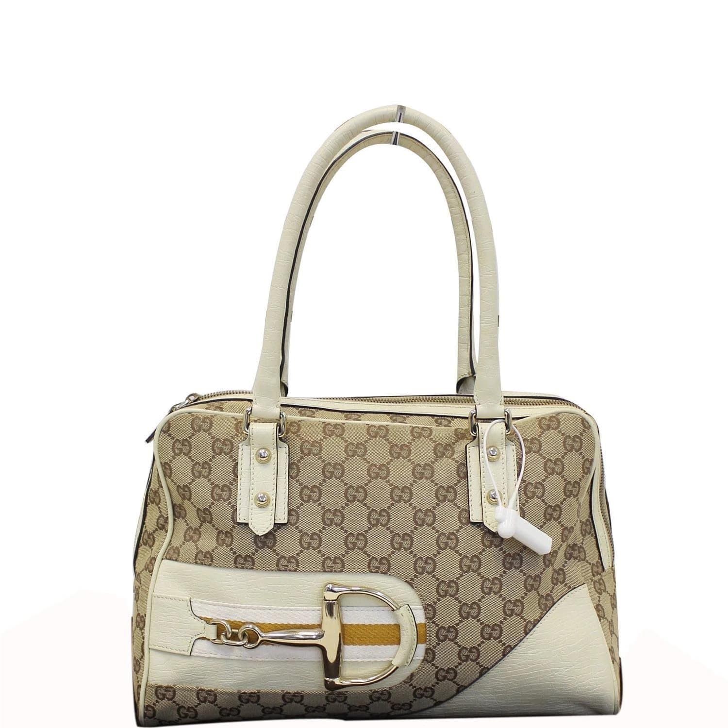 GUCCI Hasler Gucci Monogram Canvas Shoulder Bag