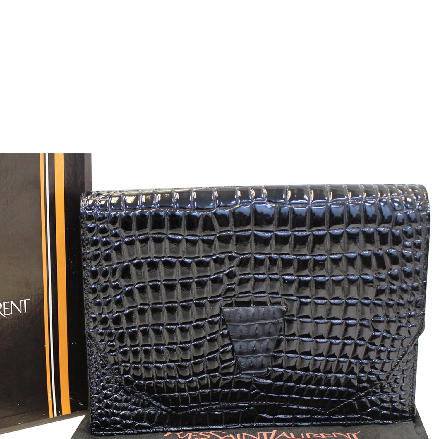 YVES SAINT LAURENT Black Caviar Leather Leather Clutch Bag