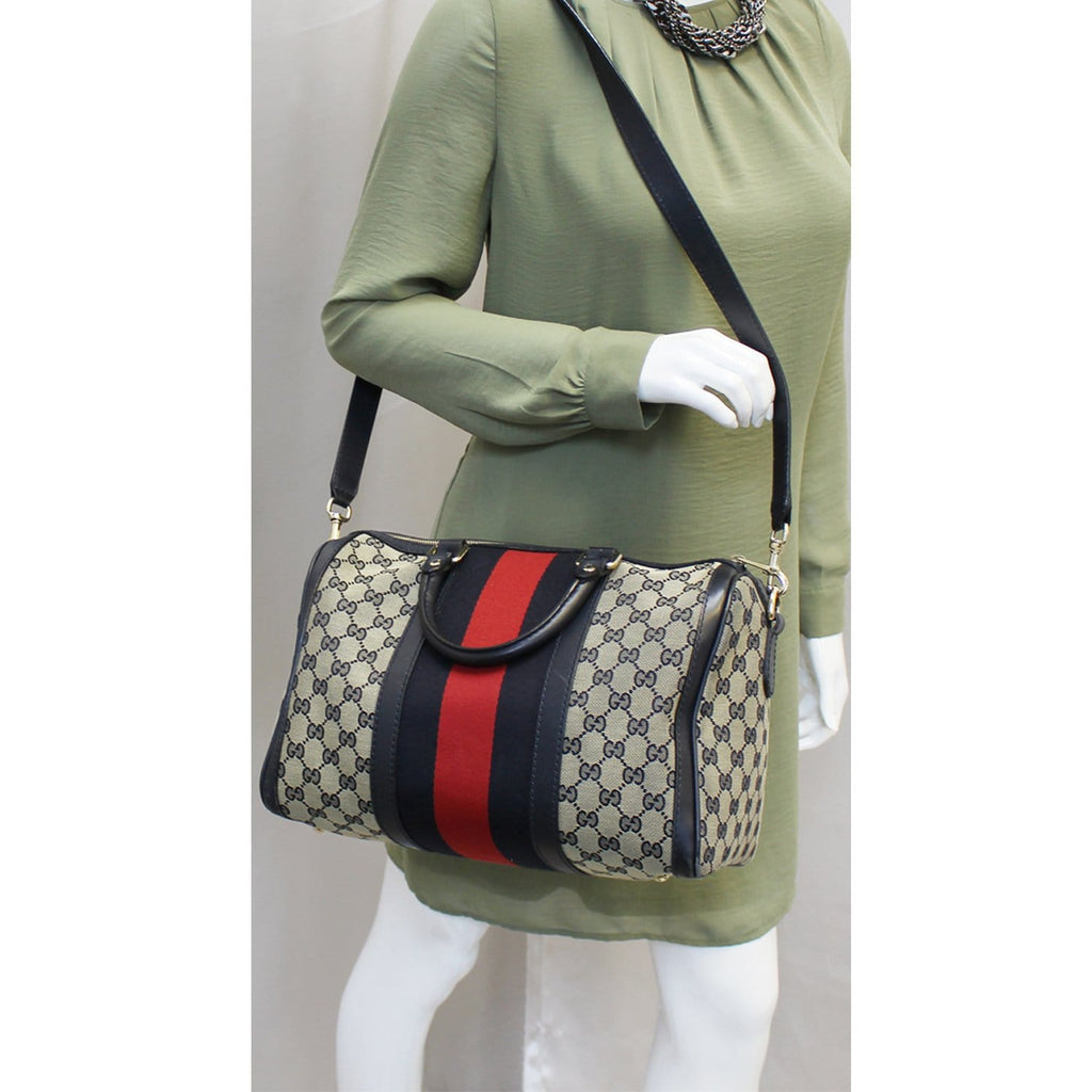 GUCCI Web Medium  Gucci Boston Bag with Signature Web 247205