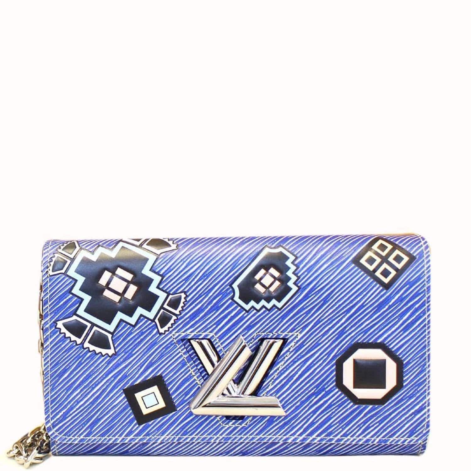 LOUIS VUITTON Twist Chain Denim Wallet Epi Azteque Stickers Crossbody Bag