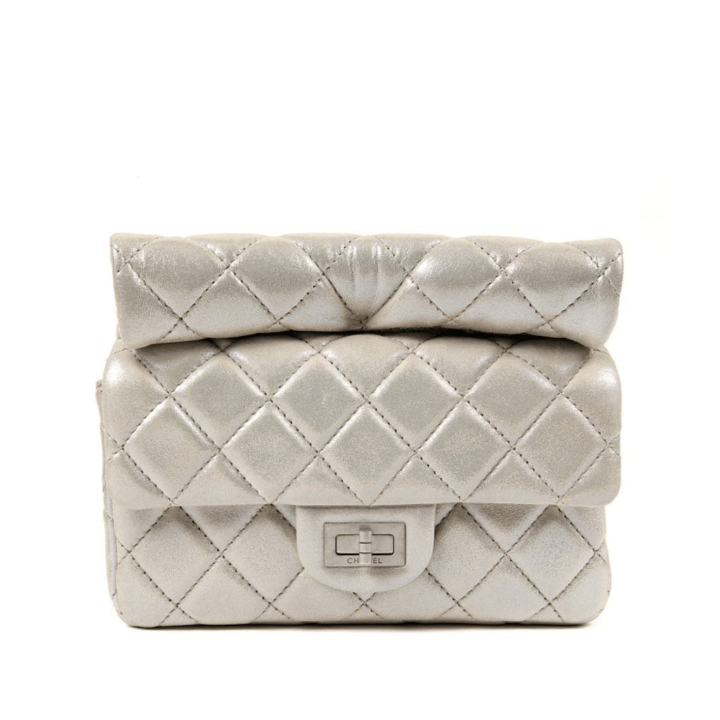 Chanel SiLouis Vuittoner Gold Leather Roll Handle Reissue Clutch