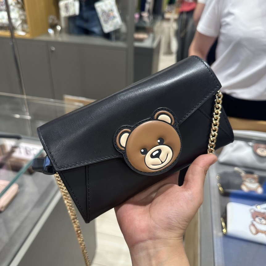 Moschino Teddy Bear Genuine Leather Wallet on Chain