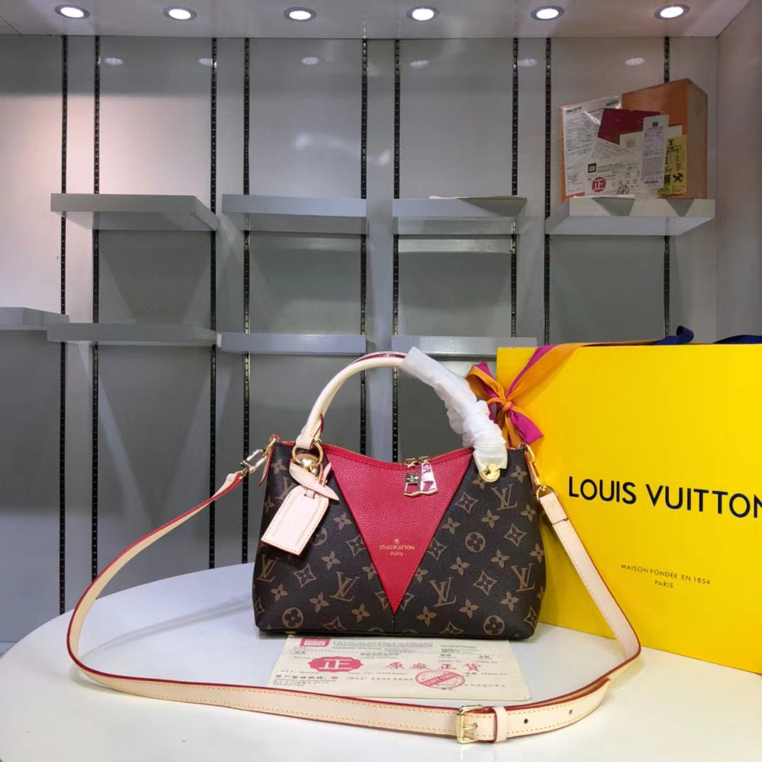 Louis Vuitton V Tote Burberry Monogram Canvas Cerise Red For Women, WoBags, Shoulder And Crossbody Bags 10.6in/27cm Louis Vuitton M43966