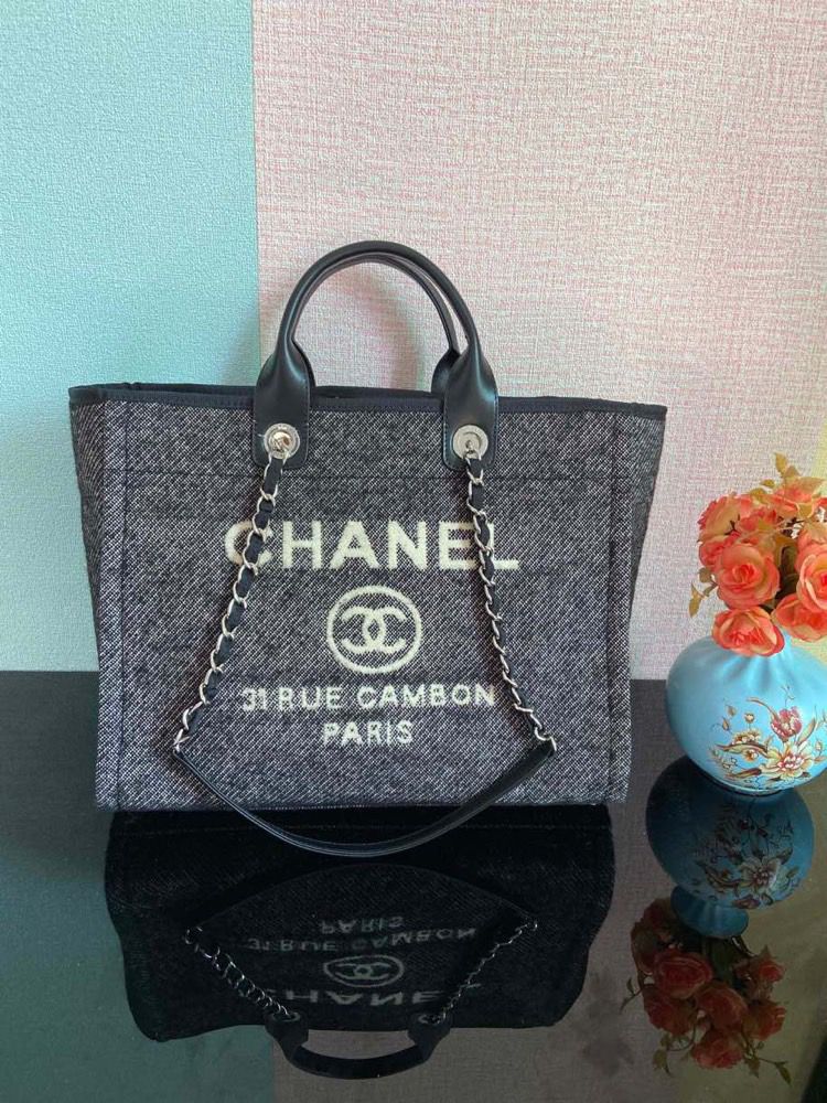 ChanelLarge Shopping Tote Bag Grey For Women Handbag, Shoulder Bags 15in/38cm