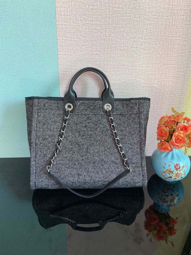 ChanelLarge Shopping Tote Bag Grey For Women Handbag, Shoulder Bags 15in/38cm