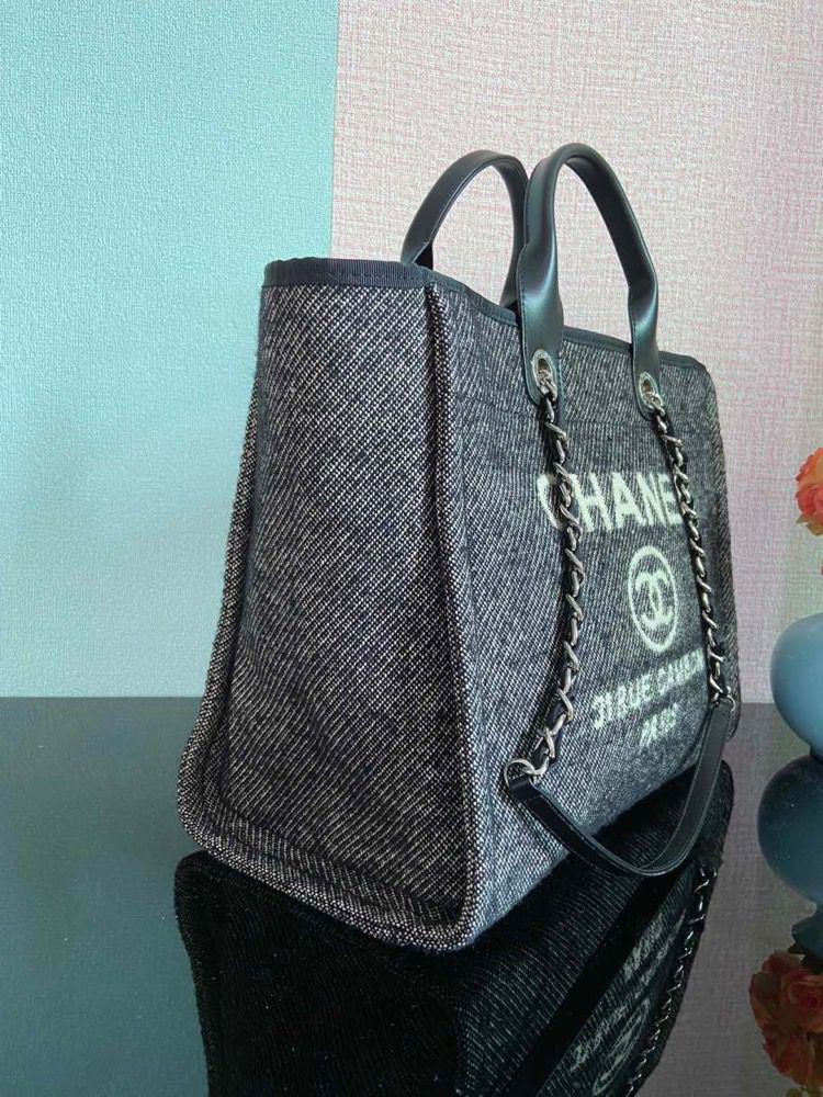 ChanelLarge Shopping Tote Bag Grey For Women Handbag, Shoulder Bags 15in/38cm