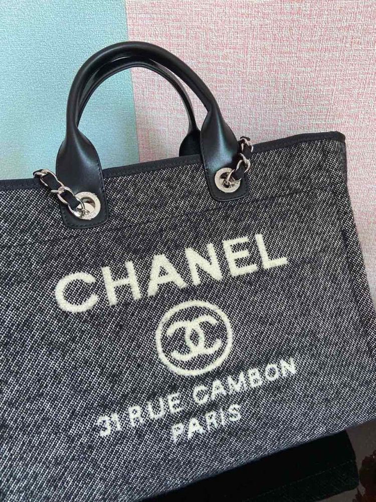 ChanelLarge Shopping Tote Bag Grey For Women Handbag, Shoulder Bags 15in/38cm