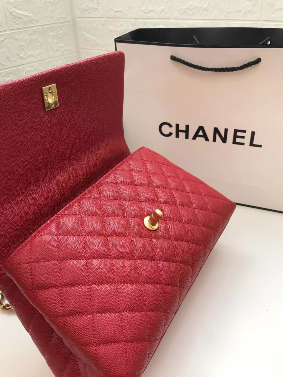 ChanelLarge GlamIap Bag With Top Handle Red For Women Handbags, Shoulder And Crossbody Bags 11in/28cm A92991