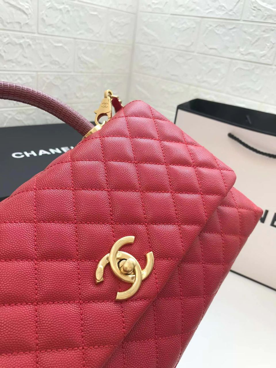 ChanelLarge GlamIap Bag With Top Handle Red For Women Handbags, Shoulder And Crossbody Bags 11in/28cm A92991