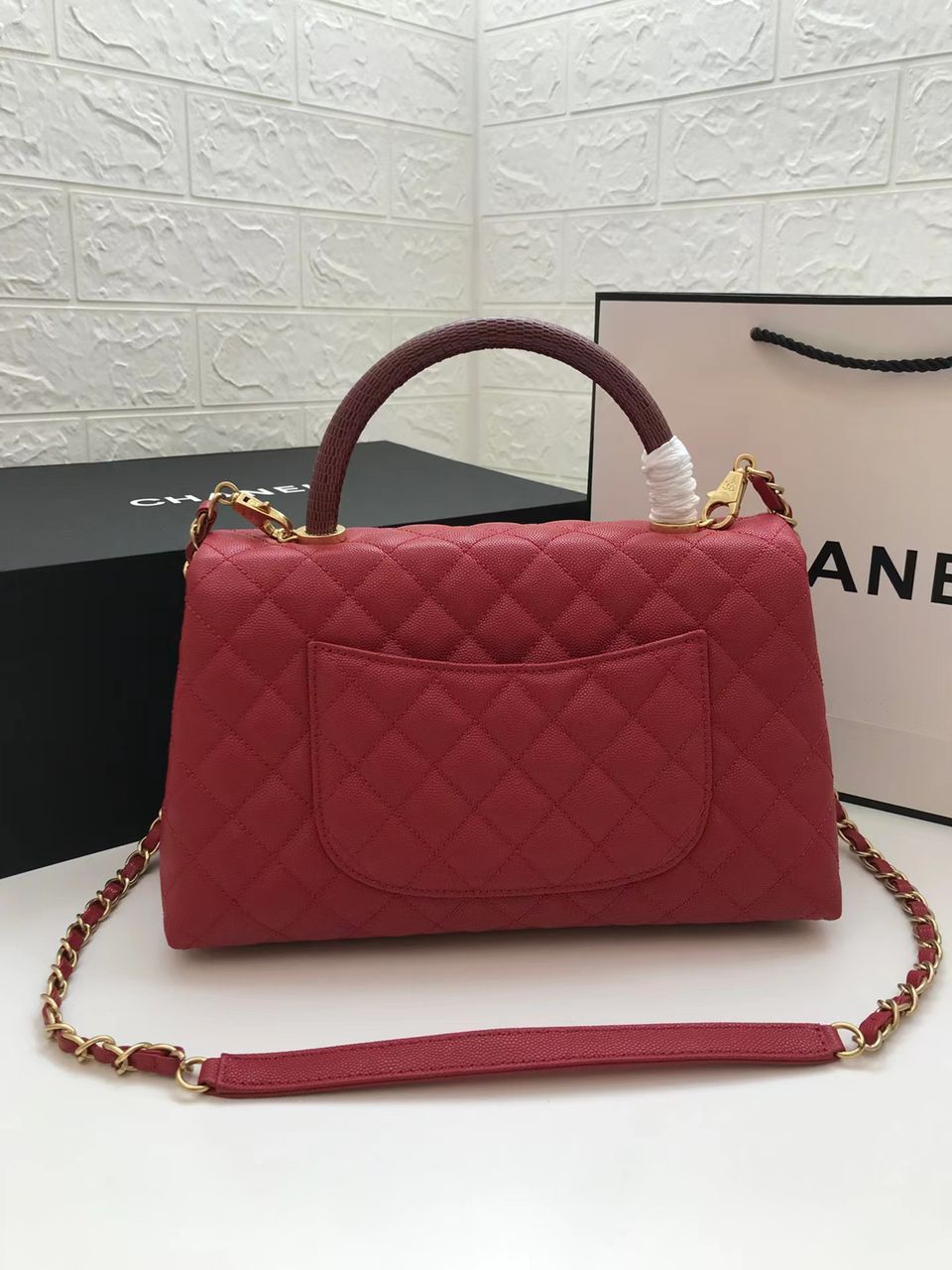 ChanelLarge GlamIap Bag With Top Handle Red For Women Handbags, Shoulder And Crossbody Bags 11in/28cm A92991