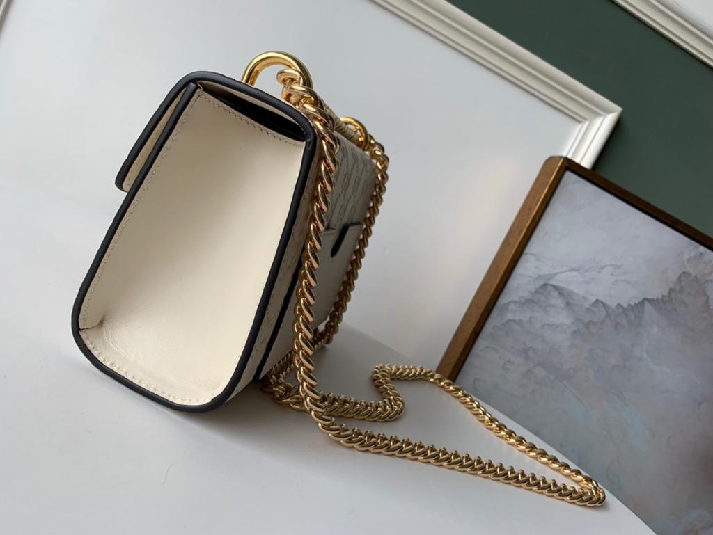 Embossed Padlock Shoulder Bag White Milky For Women 8in/20cm