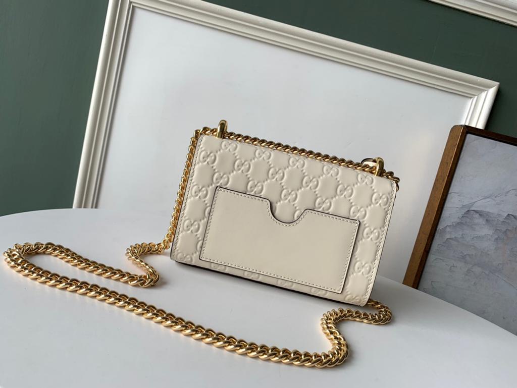 Embossed Padlock Shoulder Bag White Milky For Women 8in/20cm