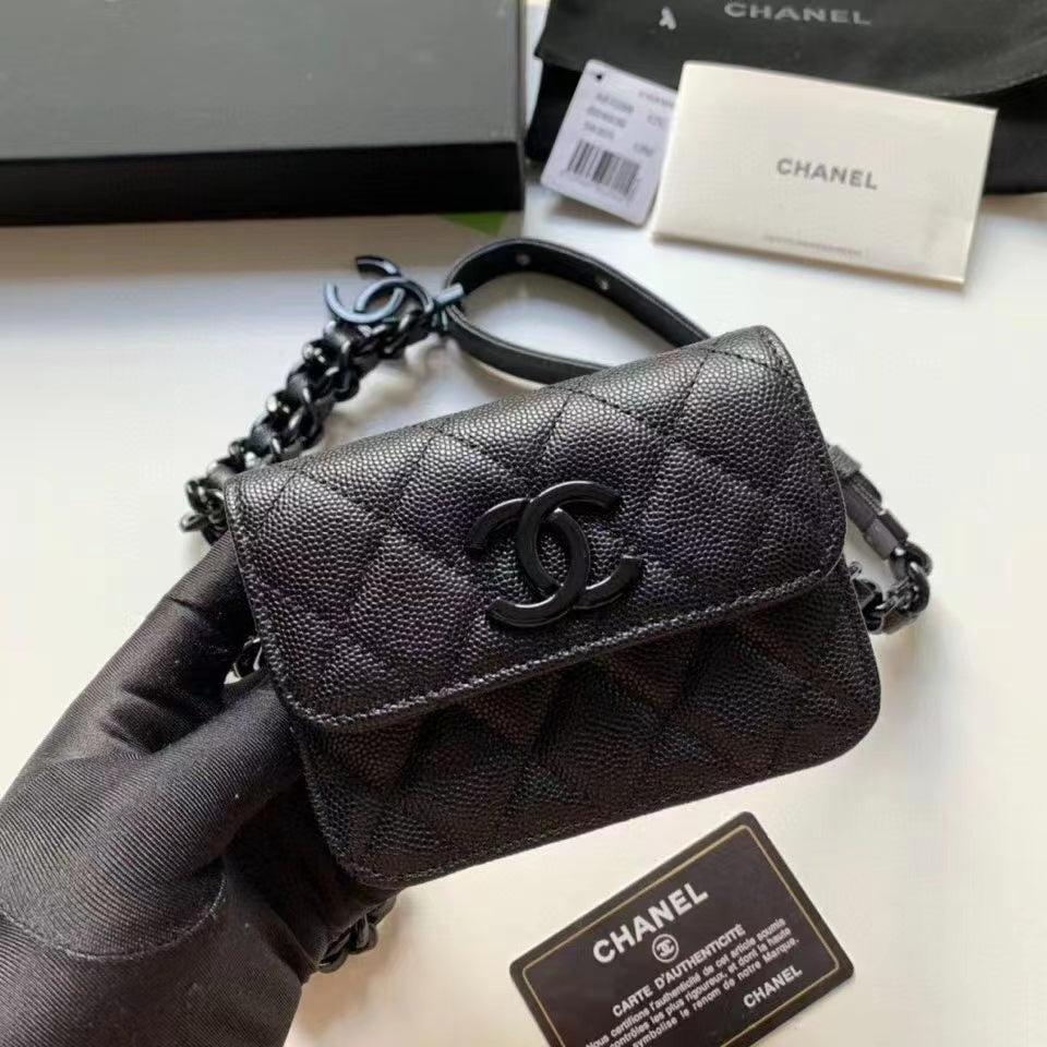Chanel Classic GlamIap Bag Black For Women 5.1in/13cm