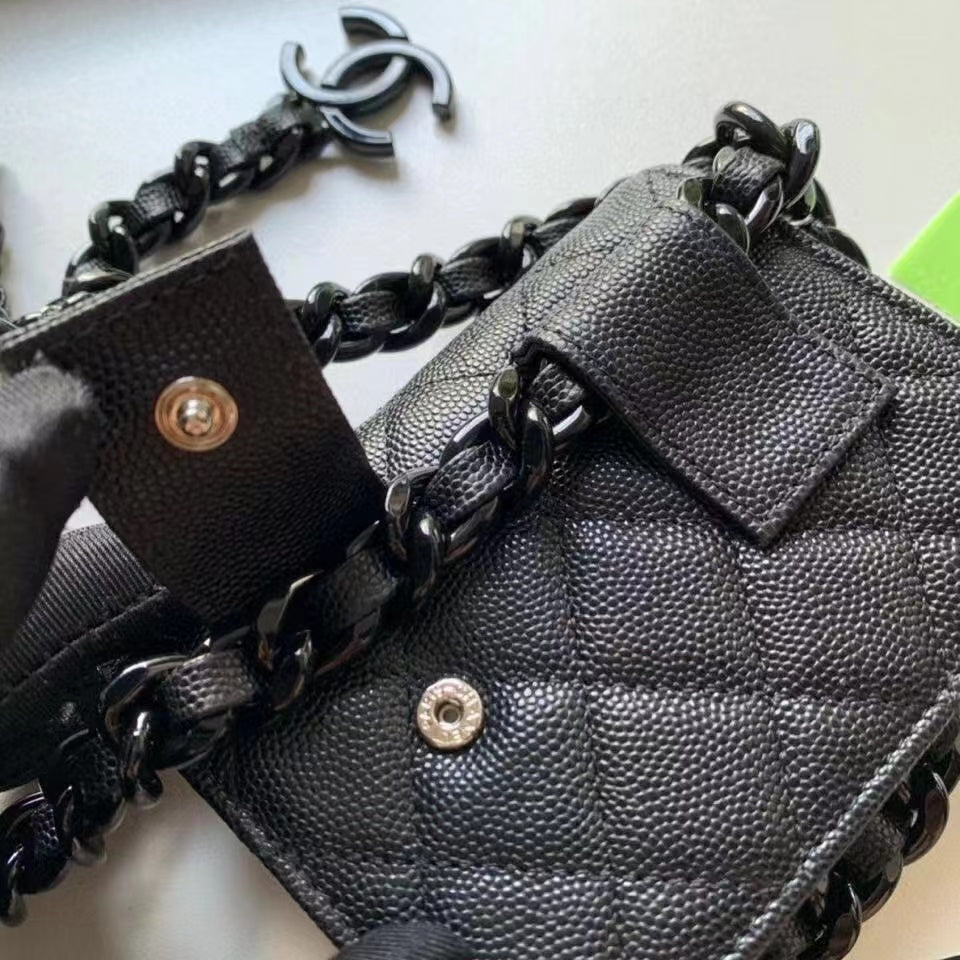 Chanel Classic GlamIap Bag Black For Women 5.1in/13cm