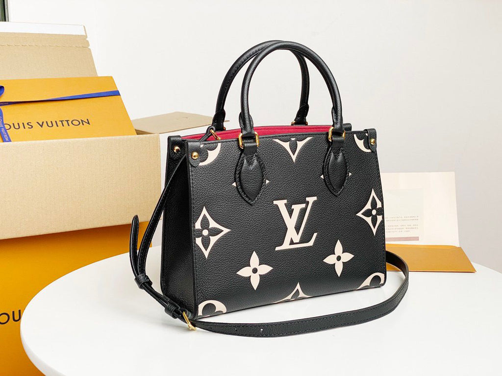 Louis Vuitton OnTheGo PM Tote Bag Monogram Empreinte Black/Beige For Women, WomenÃƒÂ¢Ã¢â€šÂ¬Ã¢â€žÂ¢s Handbags, Shoulder And Crossbody Bags 9.8in/25cm Louis Vuitton M45659