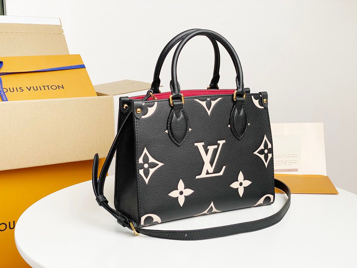 Louis Vuitton OnTheGo PM Tote Bag Monogram Empreinte Black/Beige For Women, WomenÃƒÂ¢Ã¢â€šÂ¬Ã¢â€žÂ¢s Handbags, Shoulder And Crossbody Bags 9.8in/25cm Louis Vuitton M45659