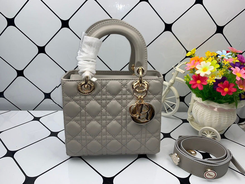 Dior Small Lady Bag Gold Toned Hardware, Dark Grey, For Women Women’s Handbags, Crossbody Bags, 20cm CD