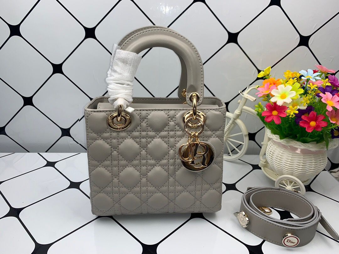 Dior Small Lady Bag Gold Toned Hardware, Dark Grey, For Women Women’s Handbags, Crossbody Bags, 20cm CD
