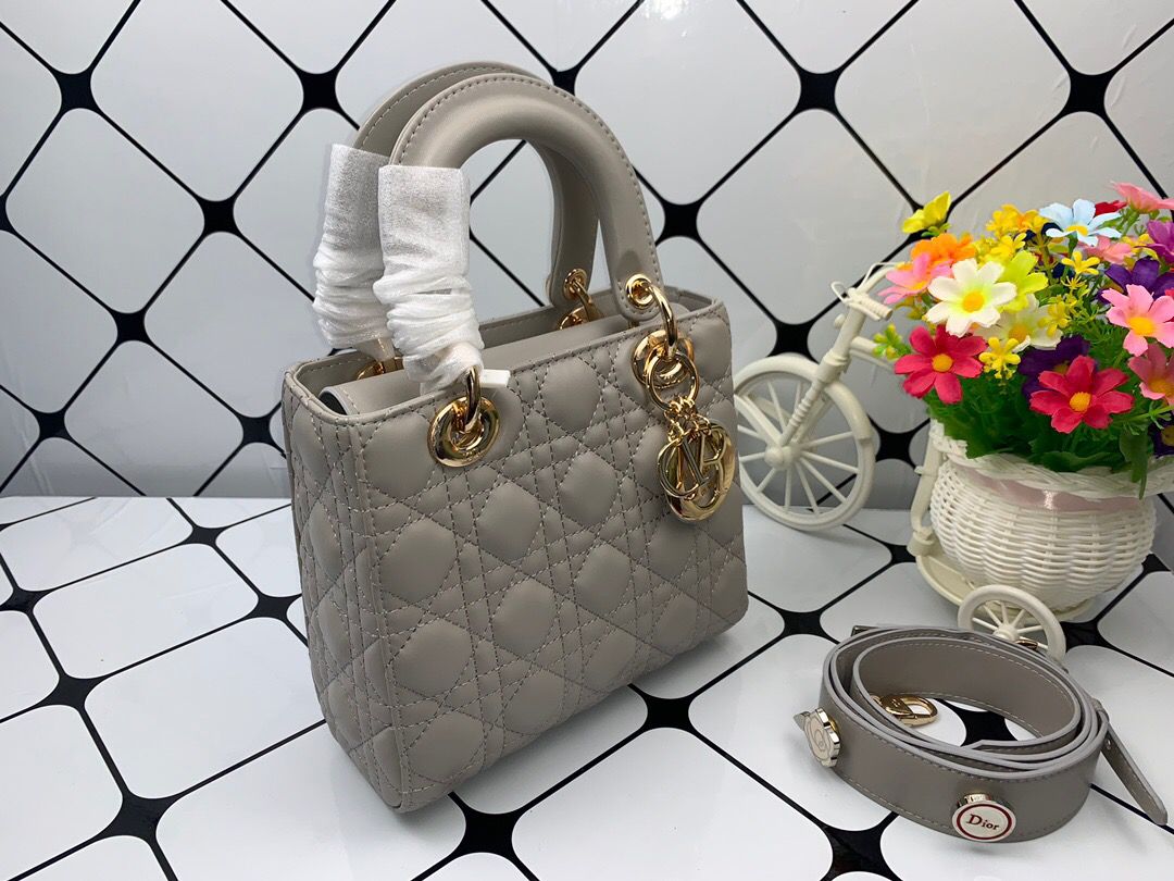Dior Small Lady Bag Gold Toned Hardware, Dark Grey, For Women Women’s Handbags, Crossbody Bags, 20cm CD