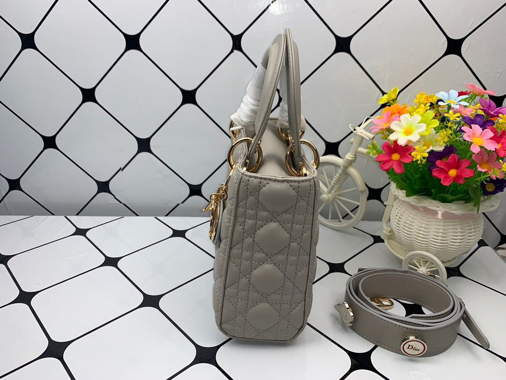 Dior Small Lady Bag Gold Toned Hardware, Dark Grey, For Women Women’s Handbags, Crossbody Bags, 20cm CD