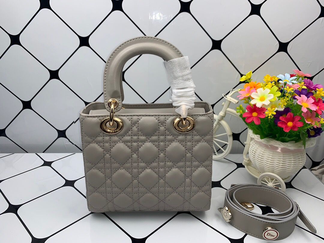 Dior Small Lady Bag Gold Toned Hardware, Dark Grey, For Women Women’s Handbags, Crossbody Bags, 20cm CD