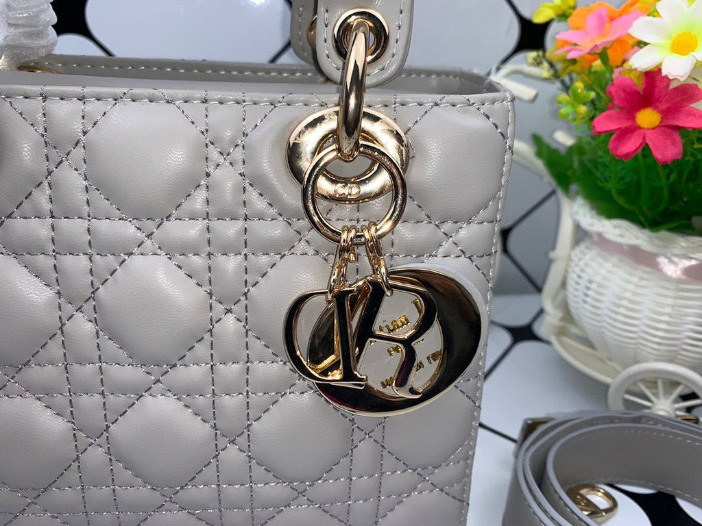 Dior Small Lady Bag Gold Toned Hardware, Dark Grey, For Women Women’s Handbags, Crossbody Bags, 20cm CD