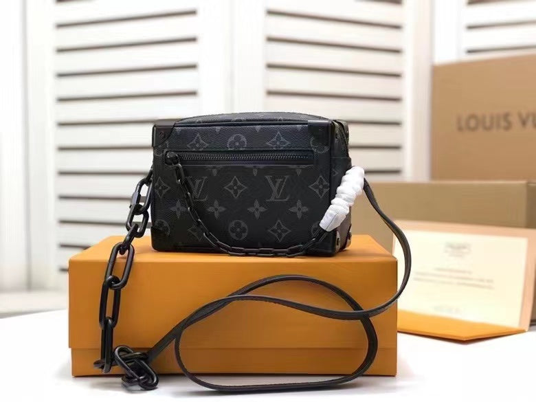 Louis Vuitton Mini Soft Trunk Monogram Eclipse Canvas By Virgil Abloh For Men, Bags, Shoulder And Crossbody Bags 7.3in/18.5cm Louis Vuitton M44735