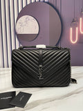 YSSL College Large Chain Bag Black With Silver Toned Hardware For Women 12in/32cm YSL 600278BRM041000