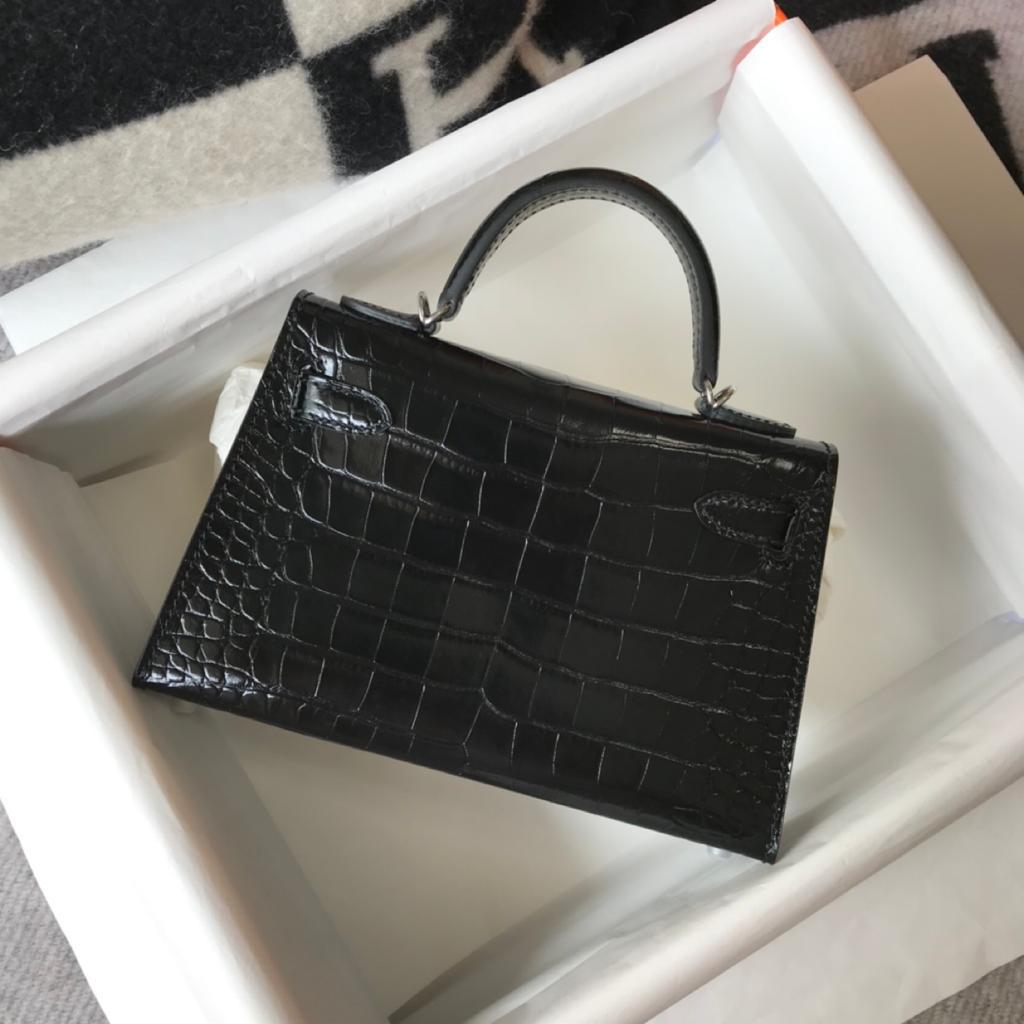 Mini Kelly 19 Black SiLouis Vuittoner Toned Hardware Bag For Women, Handbags, Shoulder Bags 7.5in/19cm