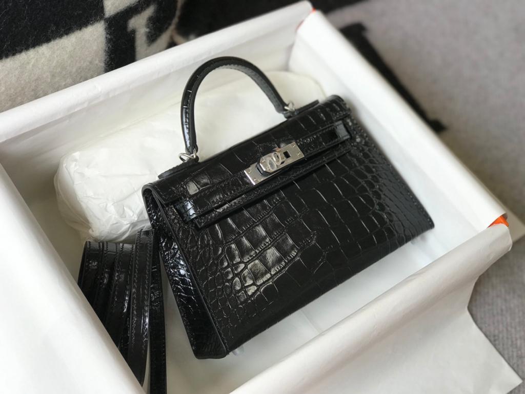 Mini Kelly 19 Black SiLouis Vuittoner Toned Hardware Bag For Women, Handbags, Shoulder Bags 7.5in/19cm