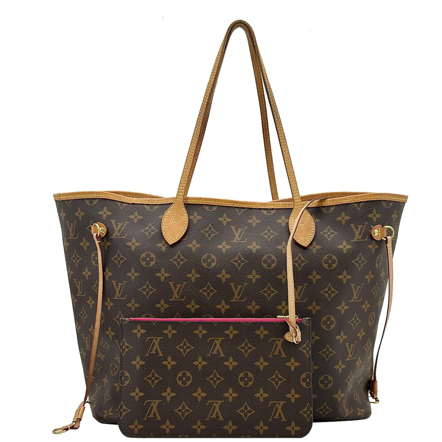 LOUIS VUITTON Neverfull GM Monogram Canvas Shoulder Bag Fuchsia