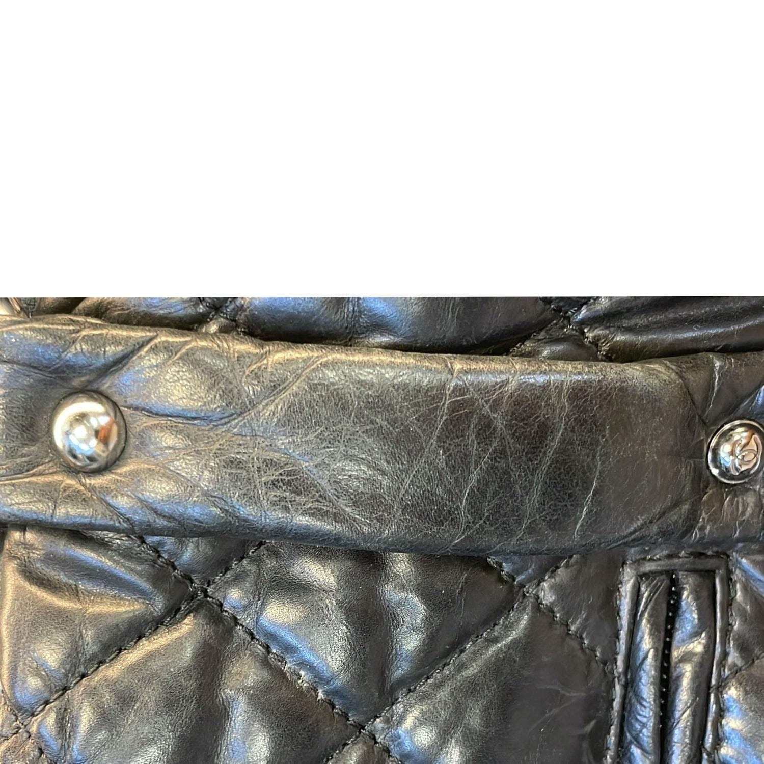 Chanel Distressed  Ligne Braid Calfskin Leather Tote Bag Black