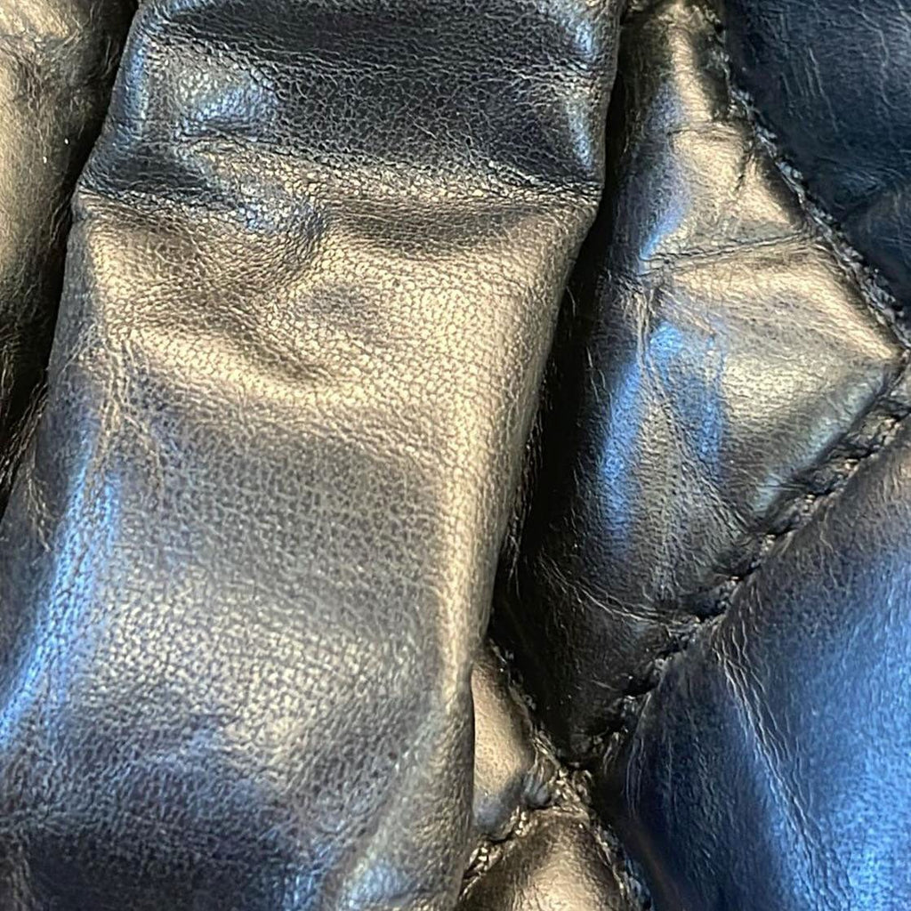 Chanel Distressed  Ligne Braid Calfskin Leather Tote Bag Black