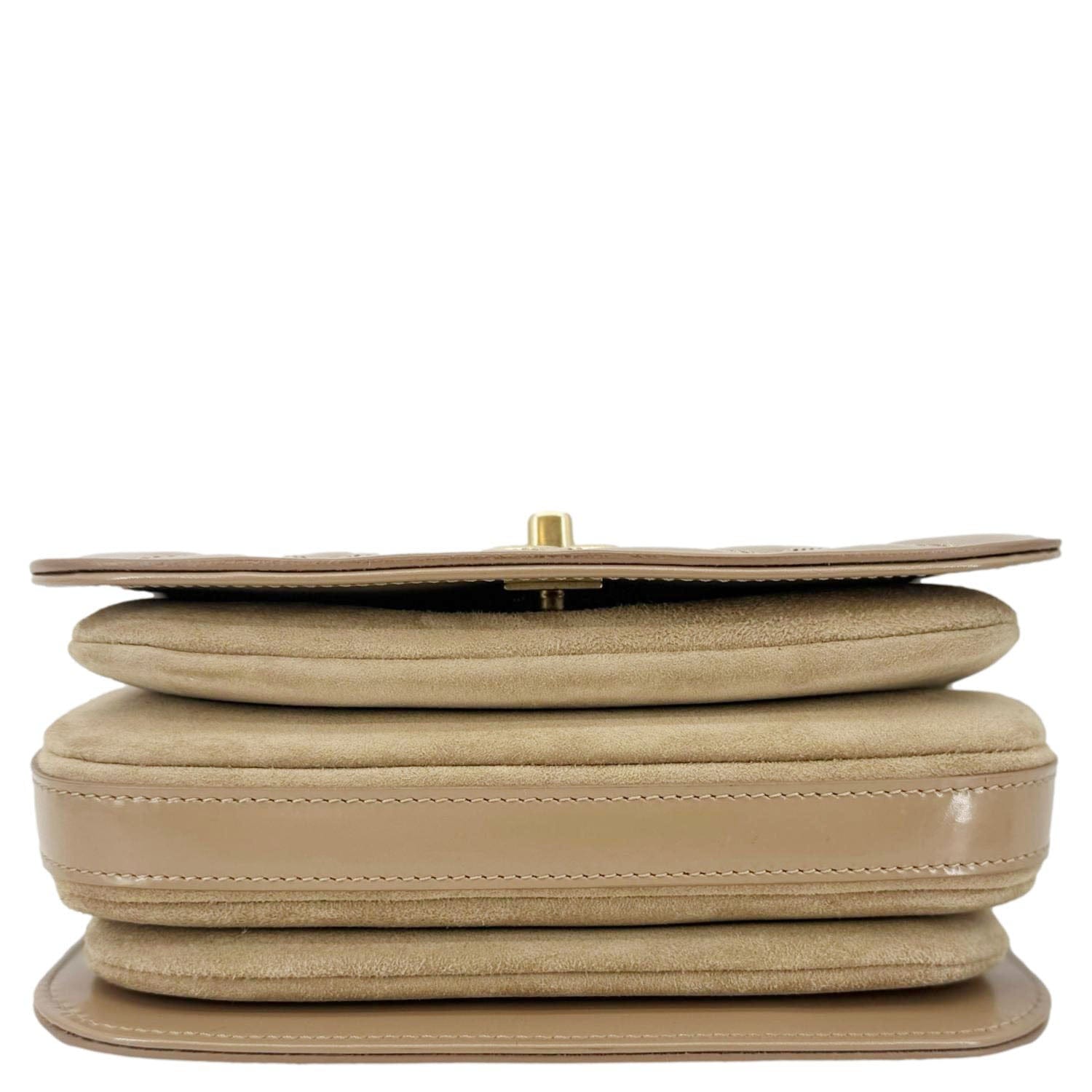 Chanel My Sweet CC Shiny Quilted Calfskin Leather Shoulder Bag Beige