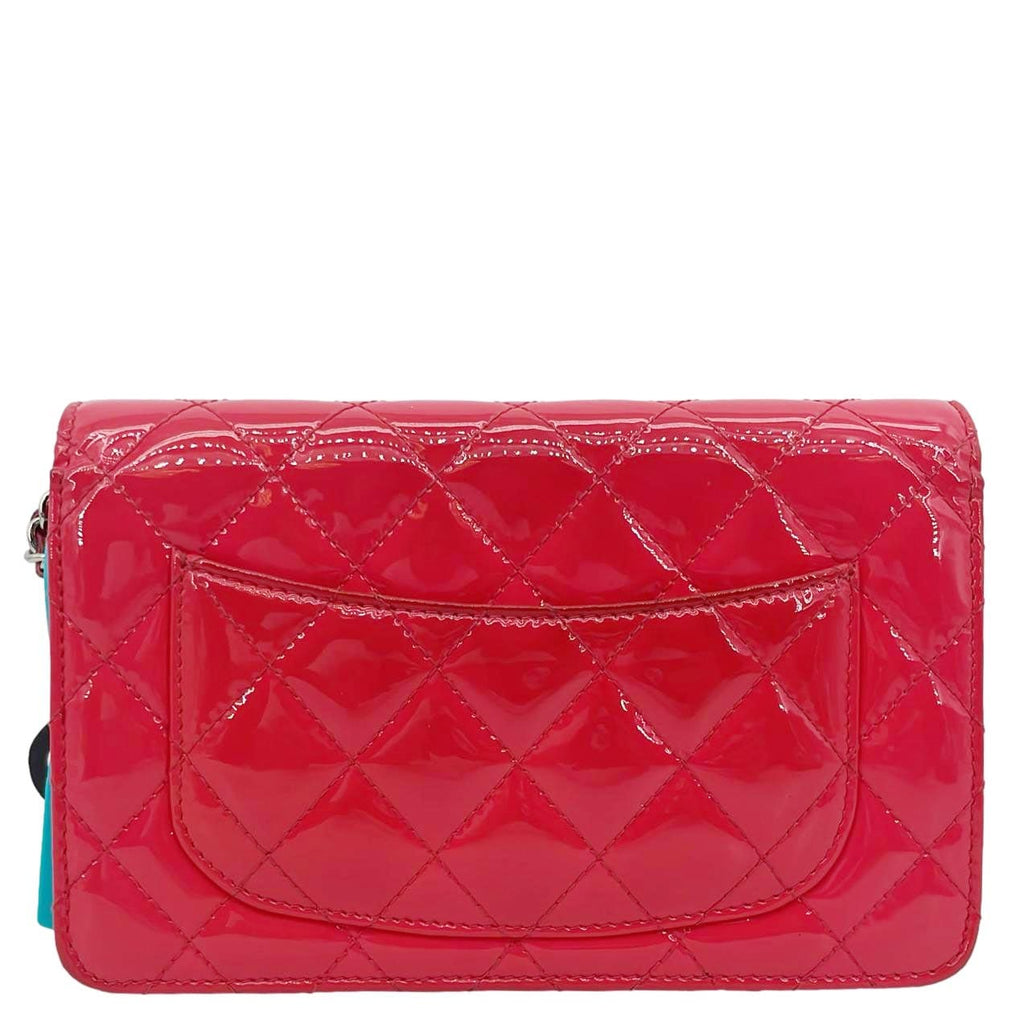 Chanel WOC Quilted Patent Leather Crossbody Bag Red