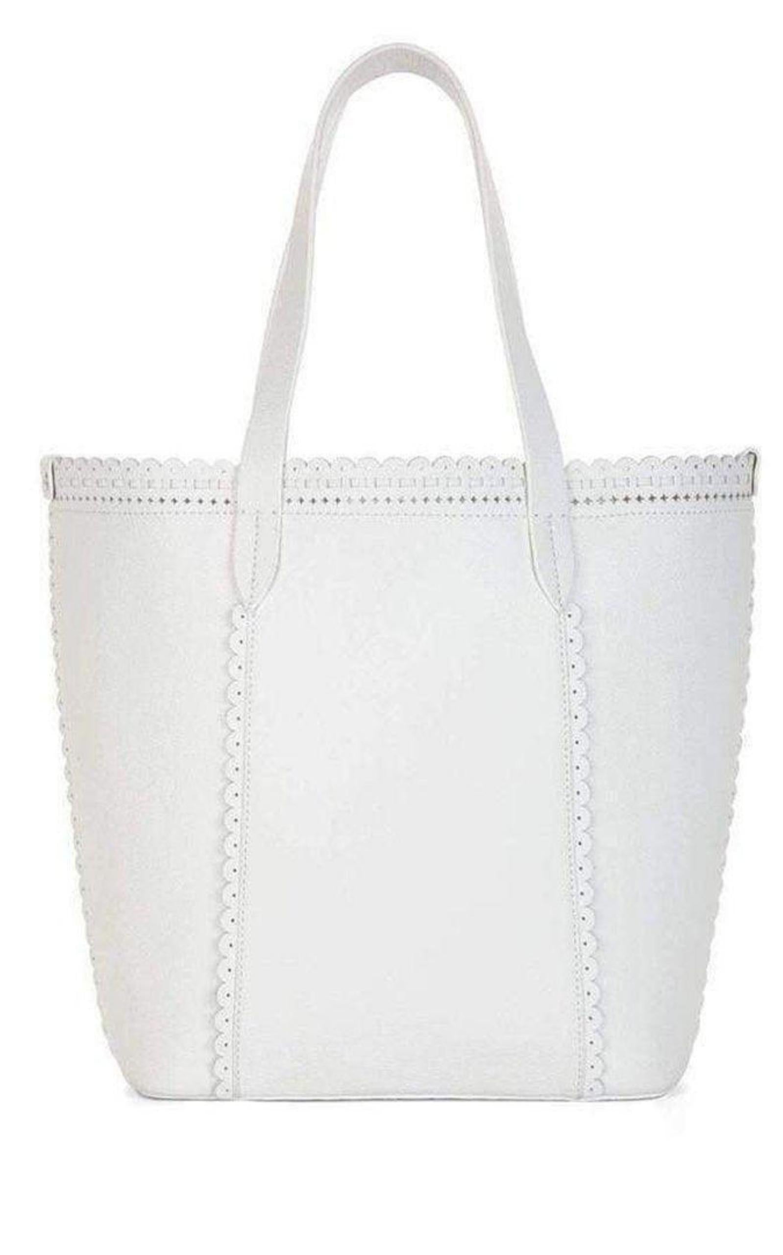 White Leather Tote Bag
