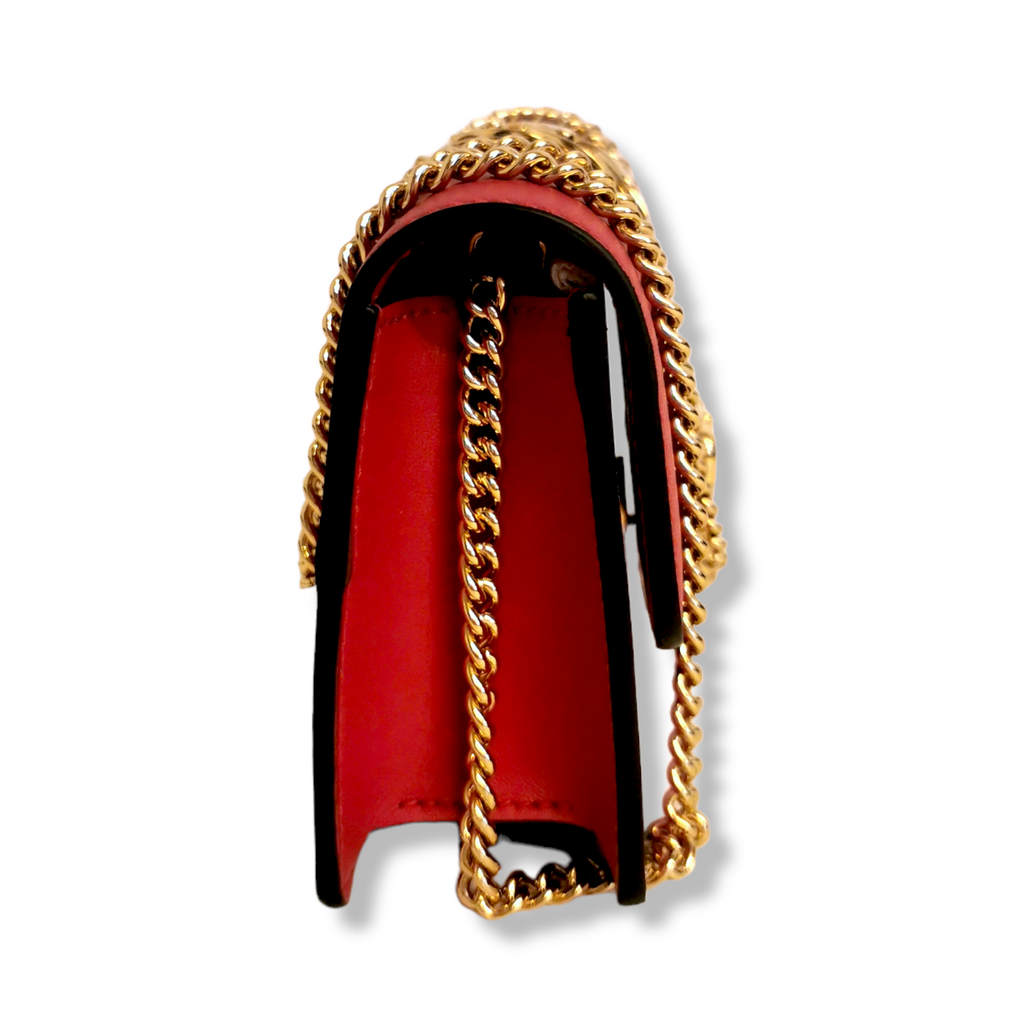 Gucci SyLouis Vuittonie Crossbody Bag Super Mini Red Leather Gold
