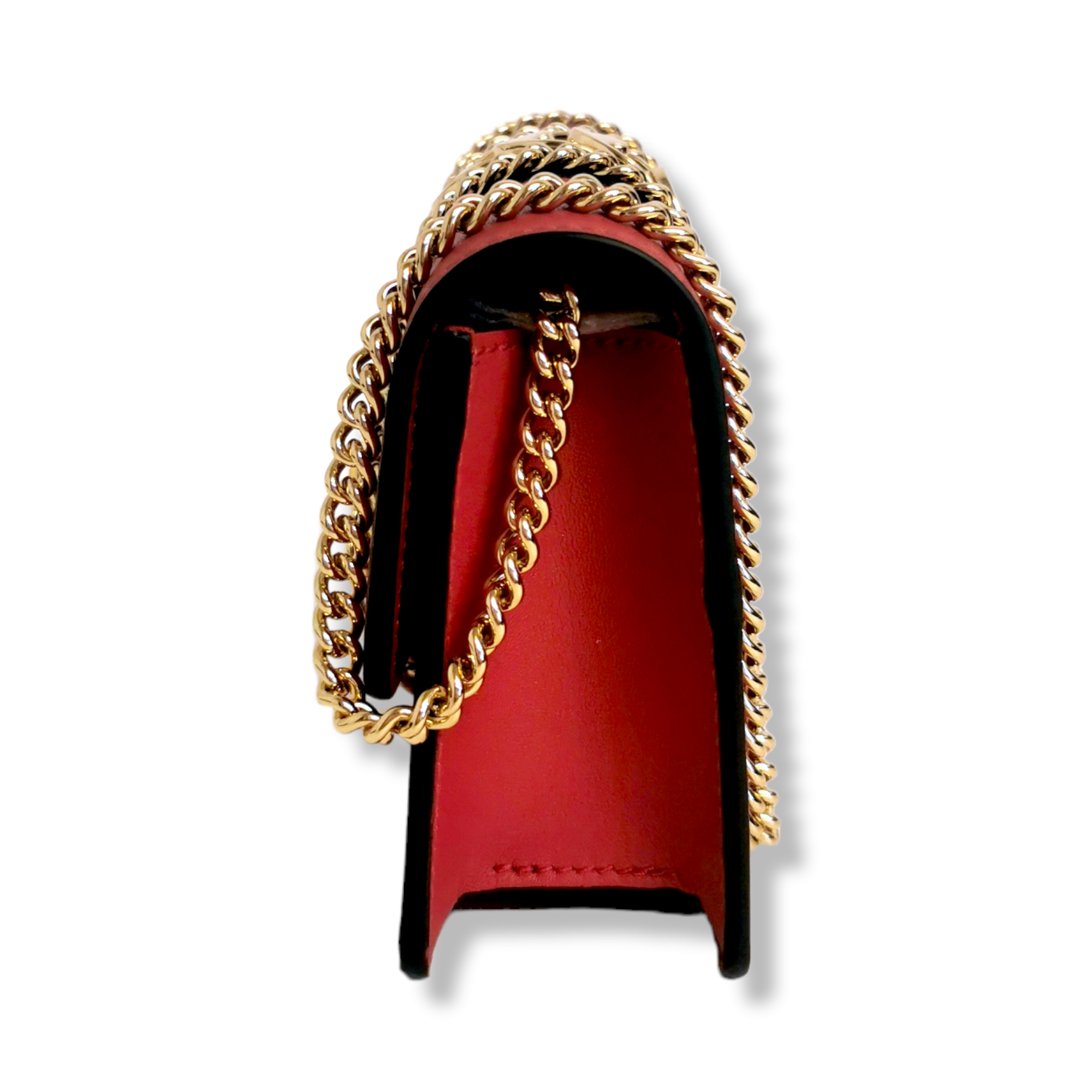 Gucci SyLouis Vuittonie Crossbody Bag Super Mini Red Leather Gold