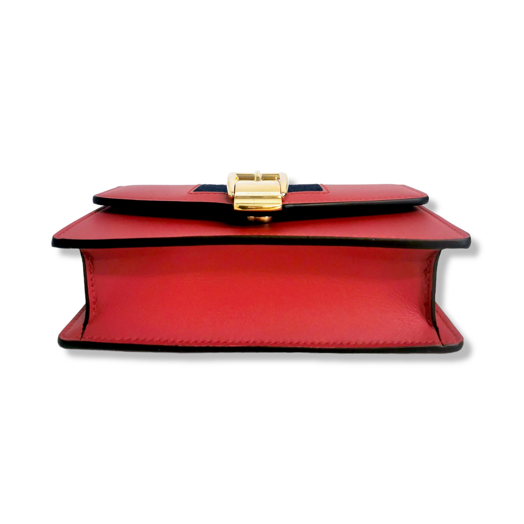 Gucci SyLouis Vuittonie Crossbody Bag Super Mini Red Leather Gold