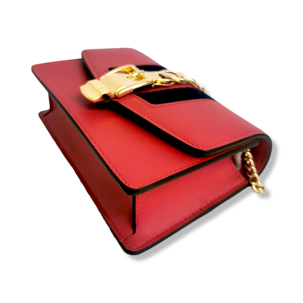 Gucci SyLouis Vuittonie Crossbody Bag Super Mini Red Leather Gold